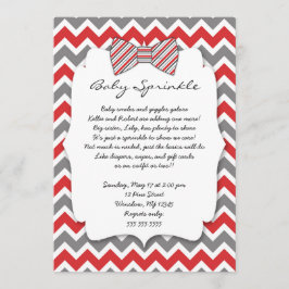 Baby Sprinkle Red Grey Bow Krawatte Babydusche Einladung