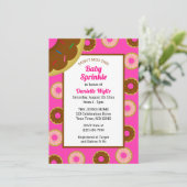 Baby Sprinkle Retro Sprinkler Donuts Hot Pink Einladung (Stehend Vorderseite)
