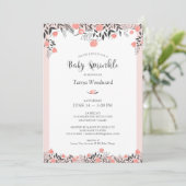 Baby Sprinkle Rose Gold Blush Pink Grau Einladung (Stehend Vorderseite)