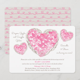 Baby Sprinkle Rustic Love Hearts Mädchen Baby Show Einladung