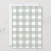 Baby Sprinkle Salbeigrün Gingham Einladung (Rückseite)