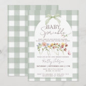 Baby Sprinkle Salbeigrün Gingham Einladung (Vorne/Hinten)