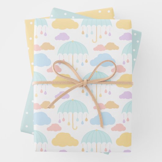 Baby Sprinkle Sunshine Rainbows Umbrella Wrapping Geschenkpapier Set (Beispiel)