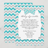 Baby Sprinkle Türkis Grau Bow Krawatte Babydusche Einladung (Vorne/Hinten)