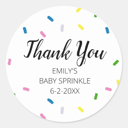 Baby Sprinkle Vielen Dank Rainbow Party Stickers (Vorderseite)
