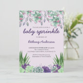 Baby Sprinkle Watercolor Sukkuläre Pflanze Einladung (Stehend Vorderseite)