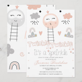 Baby Sprinkle Weg zum Mond Rosa Einladung