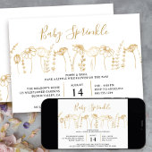 Baby Sprinkle Wildblume Gold Sketch Baby Dusche Einladung