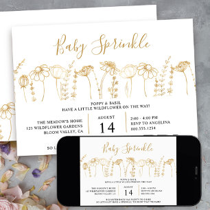 Baby Sprinkle Wildflower Gold Sketch Baby Shower-E Einladung