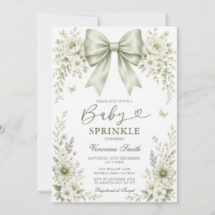 Baby Sprinkle Wildflowers Sage Grünes Band coquett Einladung