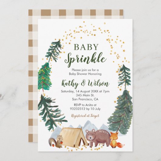 Baby Sprinkle Woodland Animal Invasion Einladung (Vorne/Hinten)