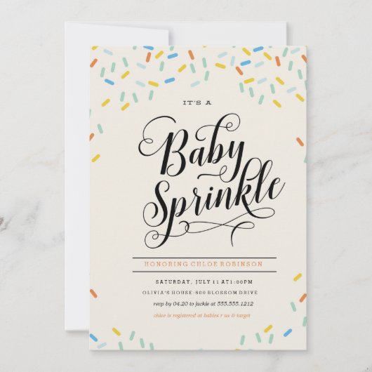 BABY SPRINKLES CONFETTI INVITATION EINLADUNG (Vorderseite)