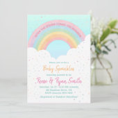Baby Sprinkles Pastel Rainbow Baby Shower Einladung (Stehend Vorderseite)