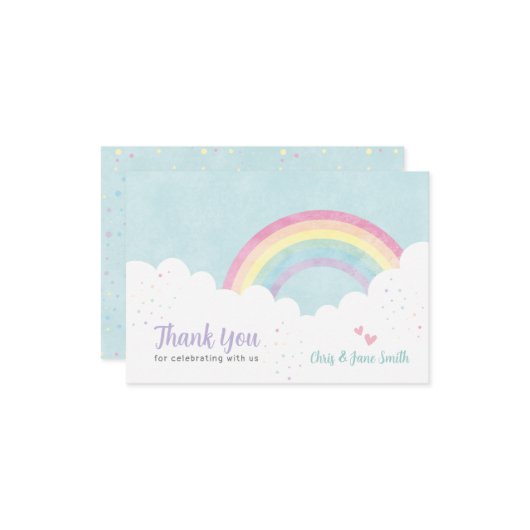 Baby Sprinkles Pastel Rainbow RSVP Karte (Vorderseite/Rückseite Beispiel)