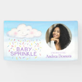 Baby Sprinksy Whimsy Cloud Foto Blue Baby Dusche Banner (Horizontal)