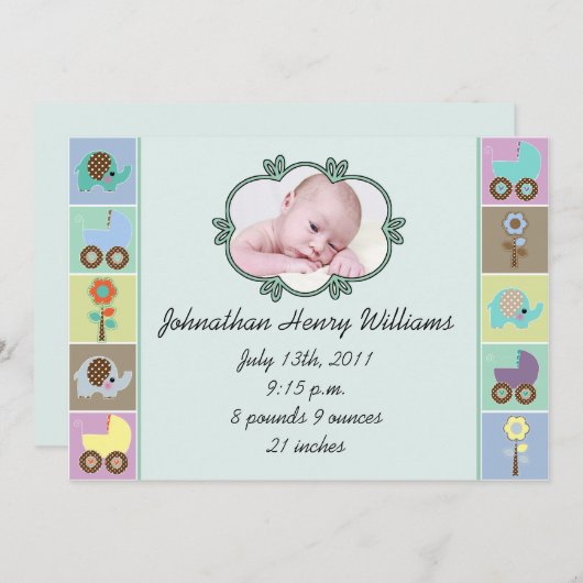 Baby Squares Baby Ankündigung (Vorne/Hinten)