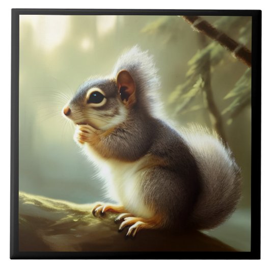 Baby Squirrel Wildlife Portrait Fliese (Vorderseite)