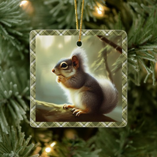 Baby Squirrel Wildlife Portrait Personalisiert Keramikornament (Baum)
