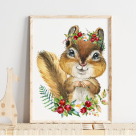 Baby Squirrel Woodland Animal Poster | Wall Art