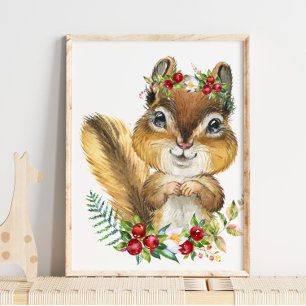 Baby Squirrel Woodland Animal Poster Wall Art