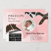 Baby Star ist eine Geborene Rosa Geburtserklärung Ankündigung (Vorne/Hinten)