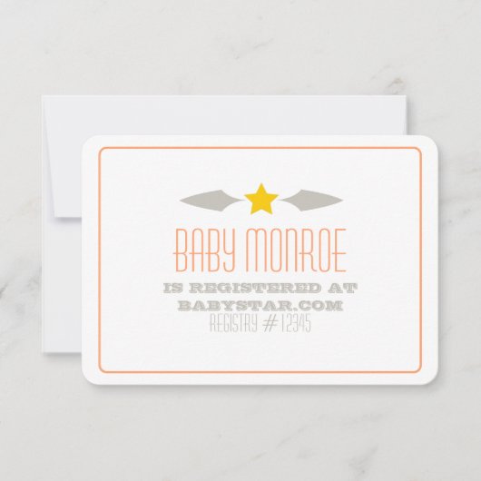 BABY STAR REGISTRIERENDE KARTENBABY SHOWER EINLADUNG (Vorderseite)