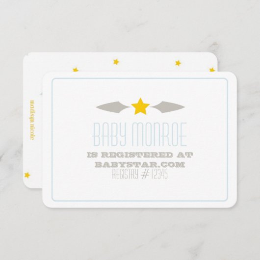 BABY STAR REGISTRIERUNGSKARTE-BABY-DUSCHE RSVP KARTE (Vorne/Hinten)