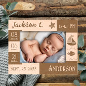 Baby Statistics Sea Sail Boat Geätzte Rahmen