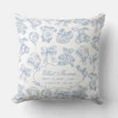 Baby Stats Blue Toile Kinderzimmer Kissen (Vorderseite)