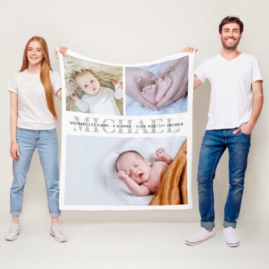 Baby Stats Custom Personalisiert Fleece Blanket (Beispiel)