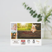 BABY STATS Foto Collage Ankündigung Moderne Icons Postkarte (Stehend Vorderseite)