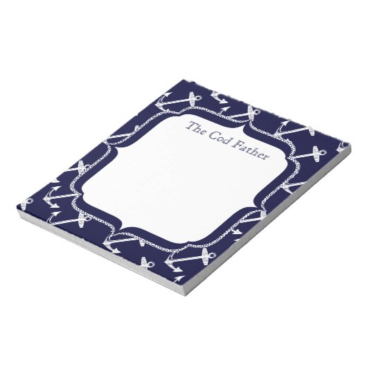 Baby Stats Nautical Navy Anchor Muster Notizblock (Rotiert)