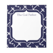 Baby Stats Nautical Navy Anchor Muster Notizblock (Vorderseite)