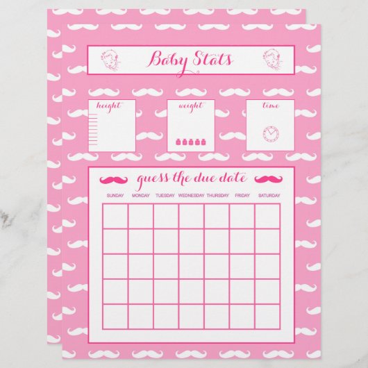 Baby Stats raten das passende Date Baby Duschspiel (Vorne/Hinten)