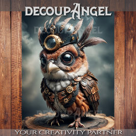 Baby Steampunk Owl - Decoupage- Seidenpapier