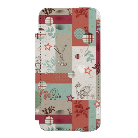 Baby-Steppdecken-Muster 2 Incipio iPhone Geldbeutel-Hülle (Folio Vorderseite)