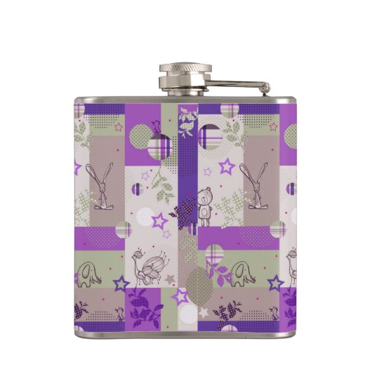 Baby-Steppdecken-Muster Flachmann (Rückseite)