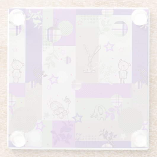 Baby-Steppdecken-Muster Glasuntersetzer (Rückseite)