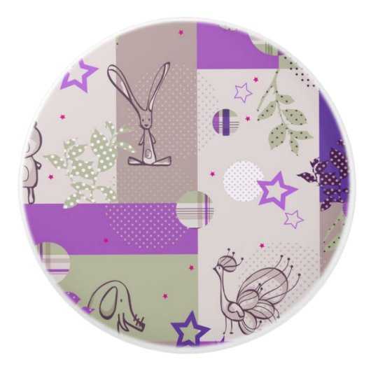 Baby-Steppdecken-Muster Keramikknauf (Vorderseite)