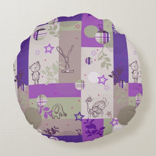 Baby-Steppdecken-Muster Rundes Kissen (Rückseite)