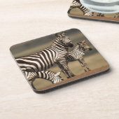 Baby Steppenzebra mit Mutter Getränkeuntersetzer (Linke Seite)