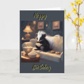 Baby Stinktier kleiner Stinker Geburtstag  Karte (Gelbe Blume)