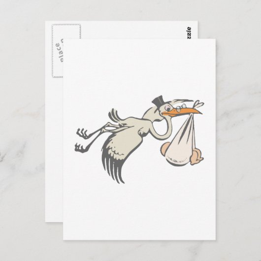 Baby Storch Klapperstorch Storch Postkarte (Vorne/Hinten)