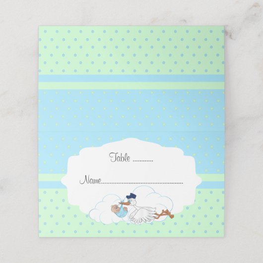 Baby Stork Baby Boy Babydusche Platzkarte (Außenseite Aufgefaltet)