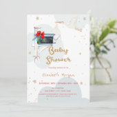 Baby Stork Delivery, Clouds Mailbox Babydusche Einladung (Stehend Vorderseite)