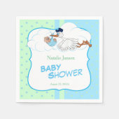 Baby Stork mit einem Niedlichen kleinen Baby Boy Serviette (Vorderseite)