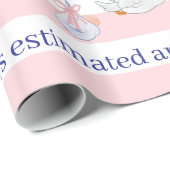 Baby Stork Wrapping Paper Pink & White Stripe Geschenkpapier (Rolleneckpunkt)