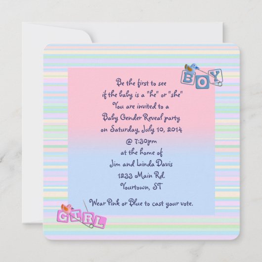 Baby Storks for Baby Gender Reveal Einladung (Rückseite)