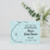Baby-Stoß-Aqua verankert Baby-Dusche Save the Date Ankündigungspostkarte (Stehend Vorderseite)