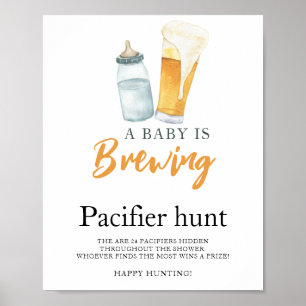 Baby-Strampler-Sauger Jagd Baby Shower Spiel Poster
